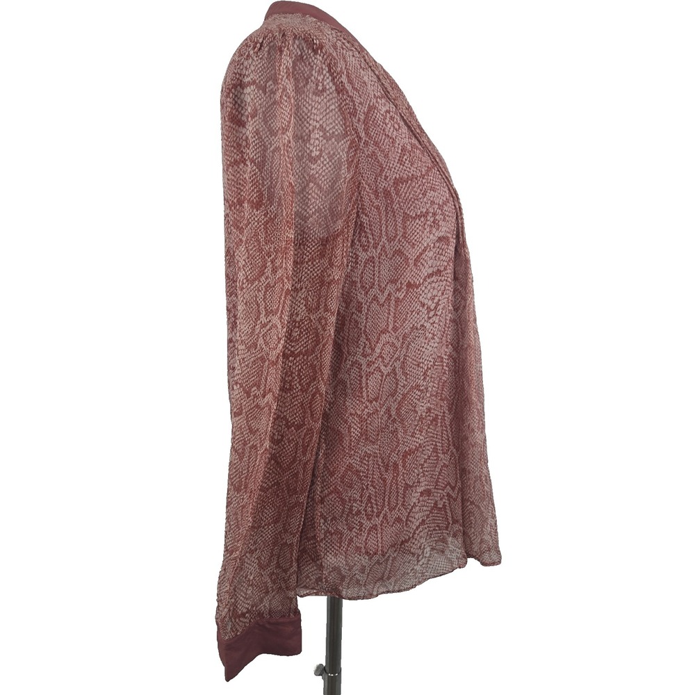 Joie Small S Salmon Snake Print 100% Silk‎ Hidden-Button-Front Blouse Top - Picture 5 of 7